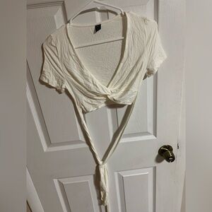 SHEIN white Wrap Crop Top